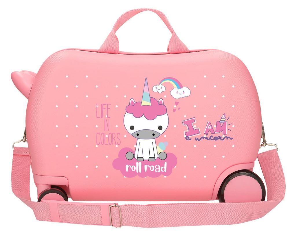 Dětský kufřík na kolečkách Roll Road I am Unicorn coral 45 cm